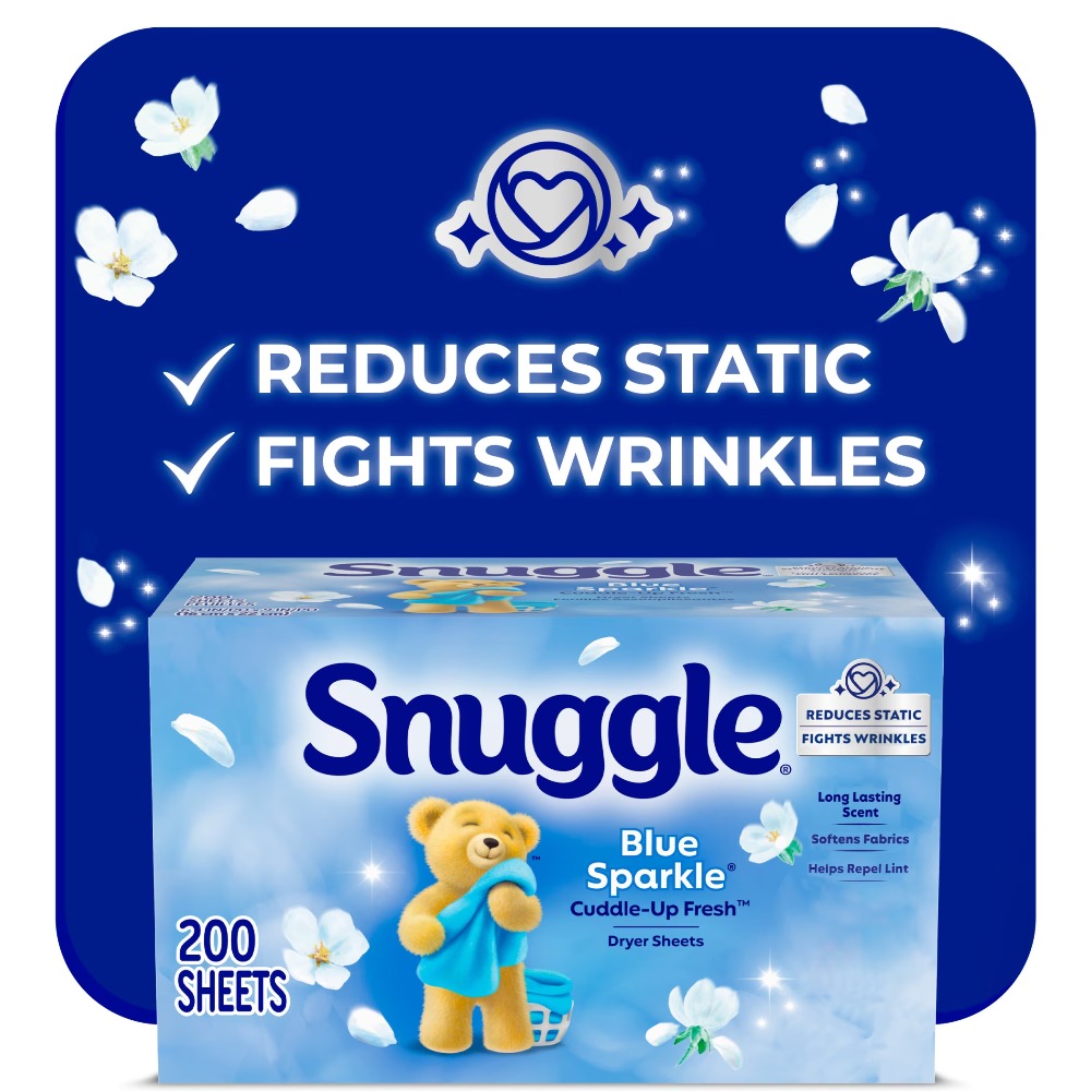 Fabric Softener Sheet - Blue Sparkle Cuddle Up Fresh Feuilles