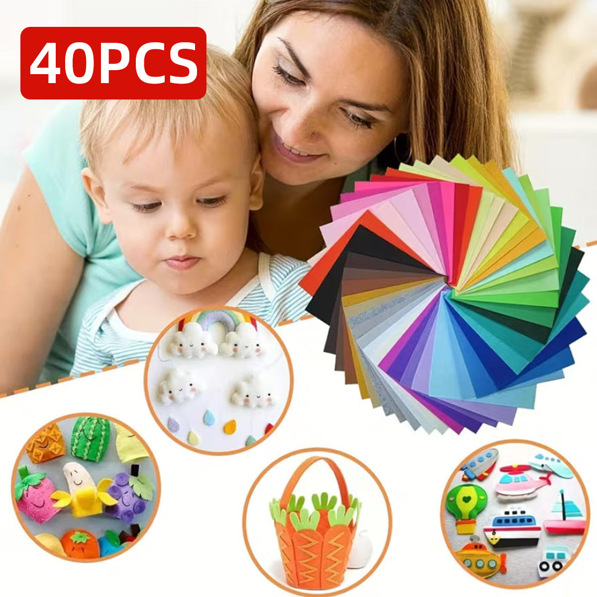 Fabric Softener Sheet - Feuilles de feutre colorées, 40 pièces,