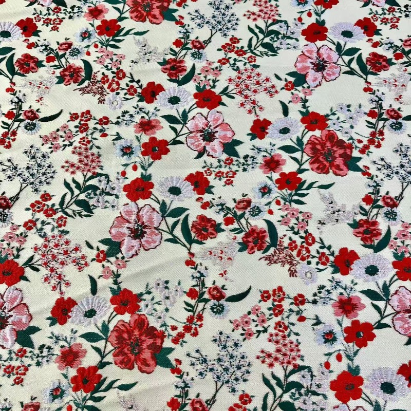 Tissu jacquard floral rouge de - Vintage Sewing Textile avis et prix