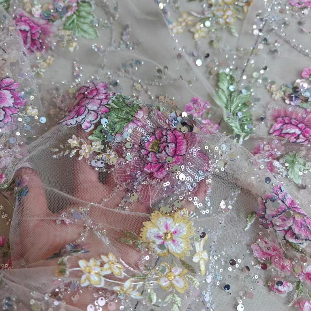 Tissu en dentelle perlée de lu - Sewing Embroidery Fabric avis et prix