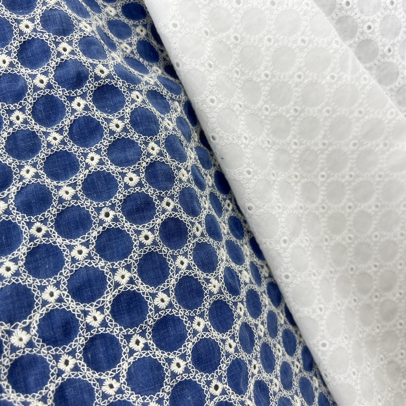 Tissu en denim de coton brodé  - Sewing Eyelet Fabric avis et prix