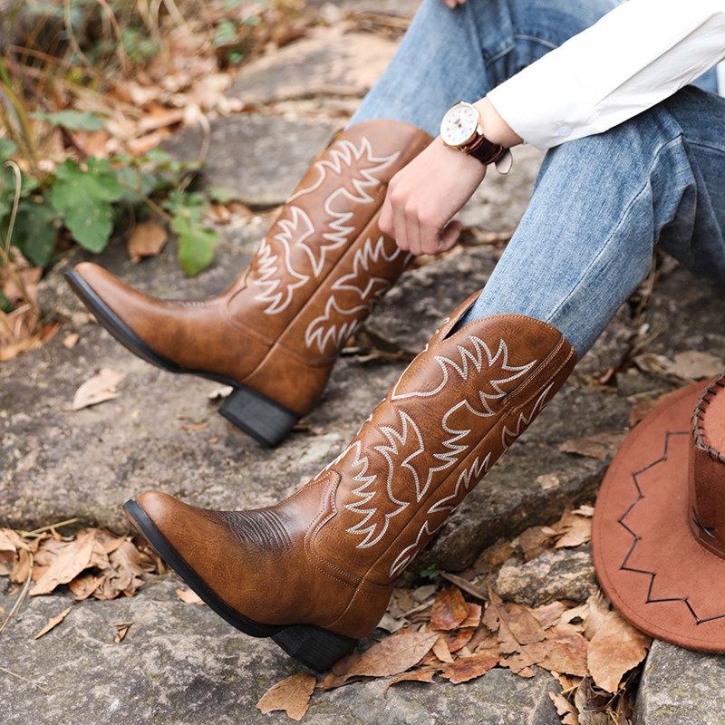 Nouvelles bottes de cowboy fai - Sewing Embroidery Fabric avis et prix